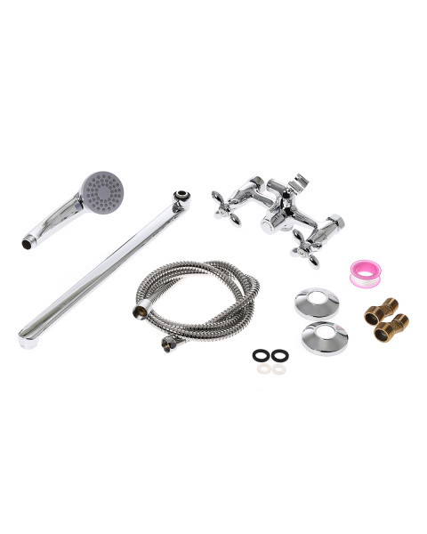 Смеситель для ванны двухвентильный универсальный с душевым набором Agger Retro A1921100 хром